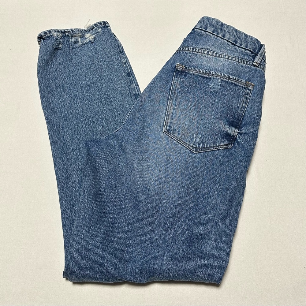 Good American Distressed High Rise Straight Leg Jeans